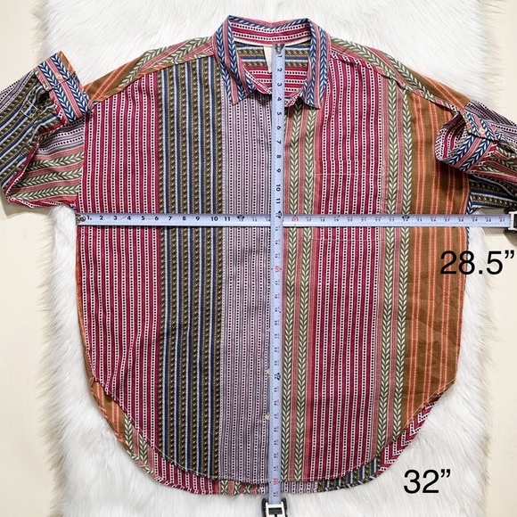 SOLD-Anthropologie Colorful Motif Printed Boho Oversized Buttondown Tunic - Picture 9 of 11